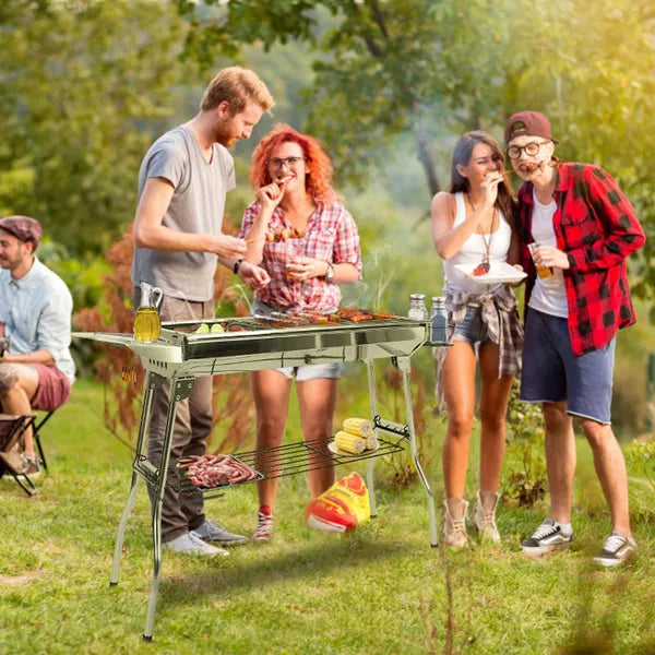 16.7x10x17.7in Portable Charcoal Grill Foldable BBQ Grate Shelf for Outdoor Camping