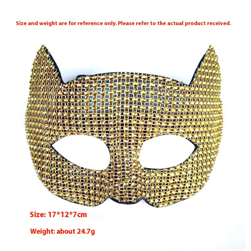 Performance Masquerade d'Halloween Cristaux Stick-on Cat Hommes et femmes Masque
