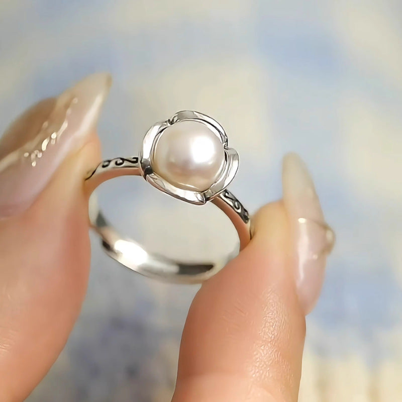 Brumeux pluie Perle d'eau douce Bud Ring