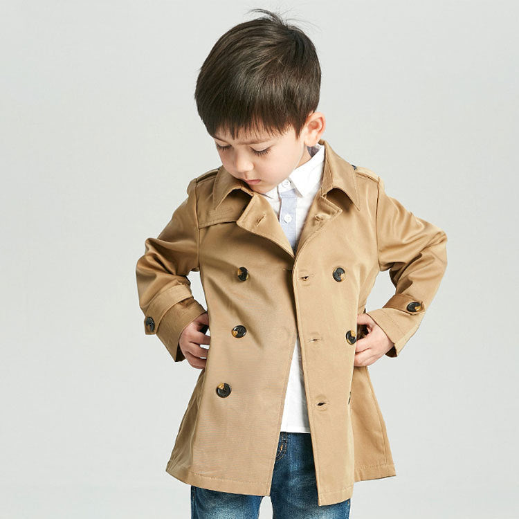 Manteau de trench de printemps pour enfants mi-longueur