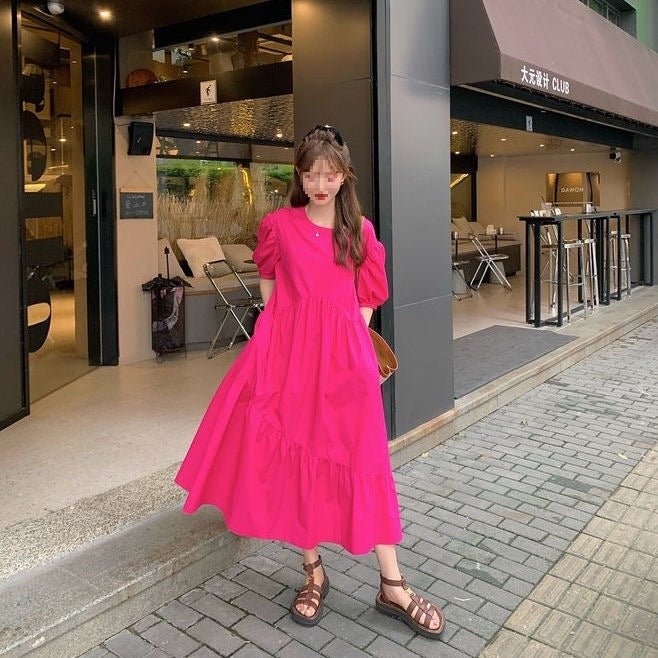 Robe à balançoire à manches bulles pour femme