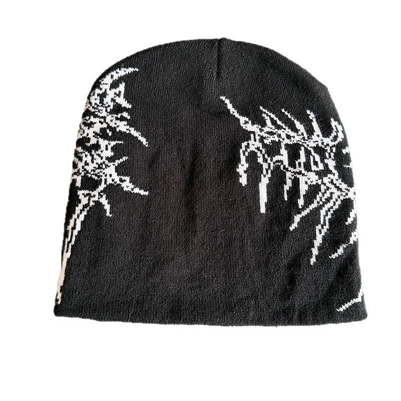 AutomneHiver Squelette de style foncé Chapeau tricoté Jacquard