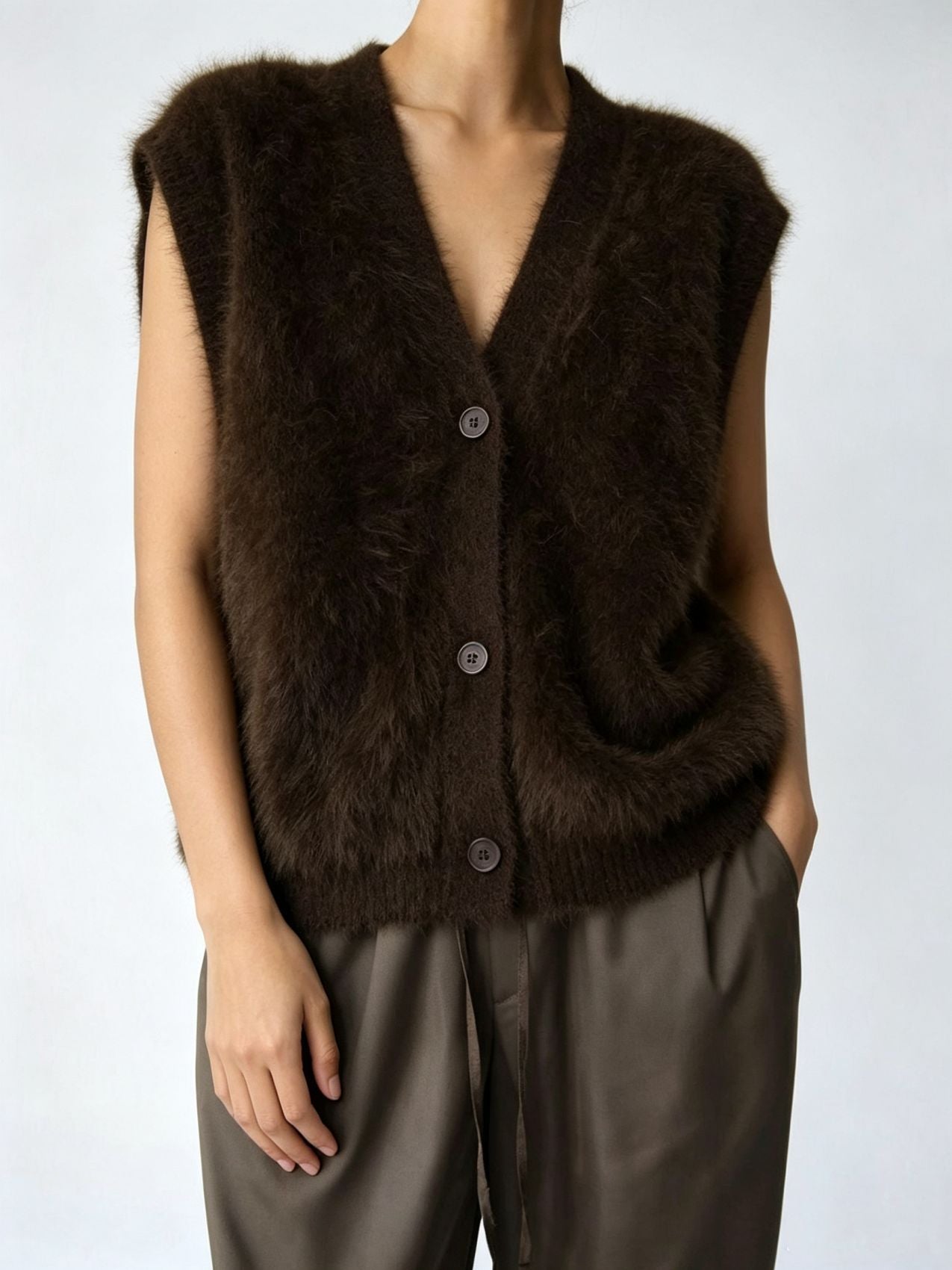 Veste courte Cardigan pour femmes de couleur unie