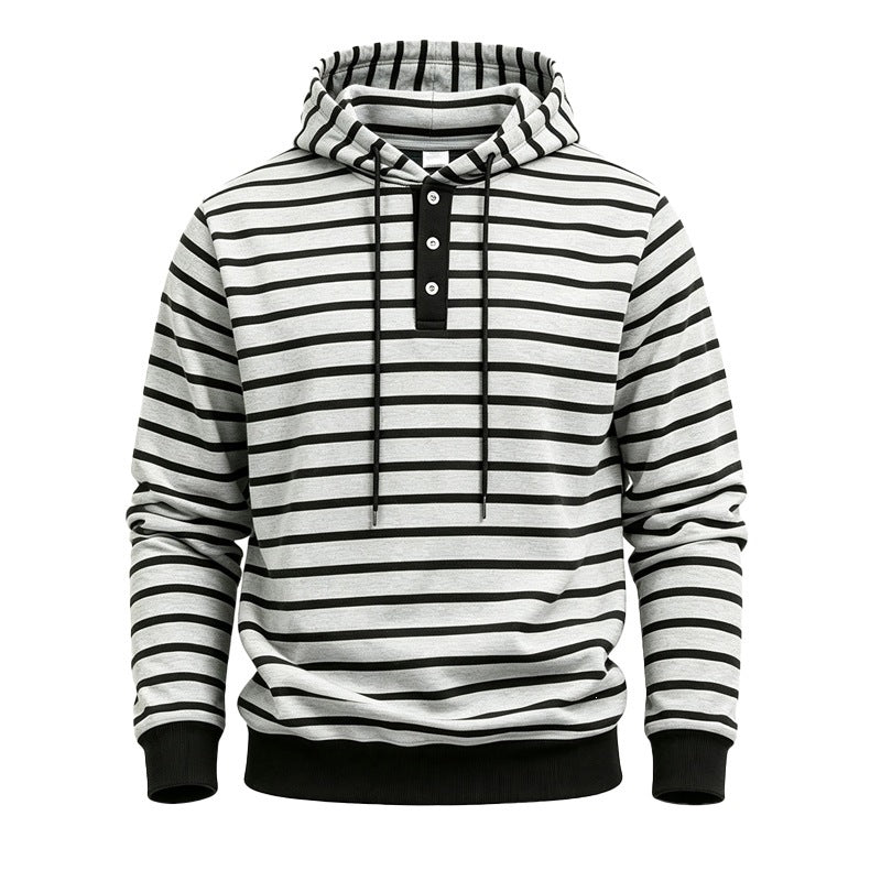 Hoodie rayée avec trois boutons
