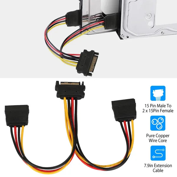 15 broche Y câble Splitter Adaptateur mâle à femelle cordon convertisseur pour disque dur
