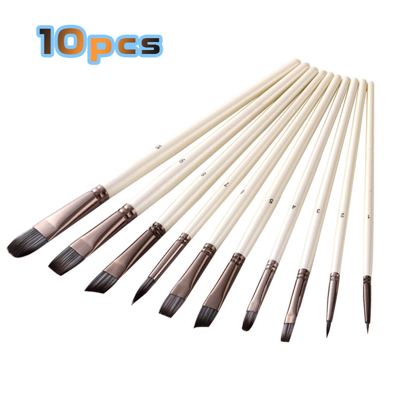 10 pinceaux aquarelles blanc perle
