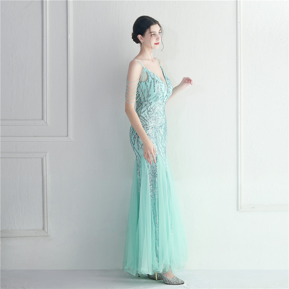 Mesh Perade mariage mariage mariage long camisole soirée Gown