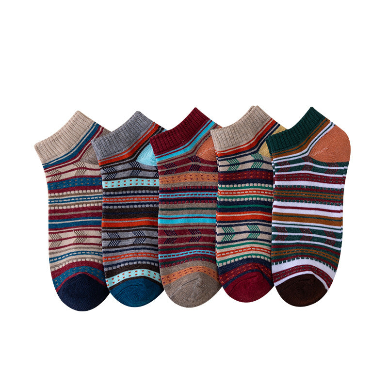Chaussettes pour hommes style Harajuku Chaussettes à cheville avec motifs ethniques