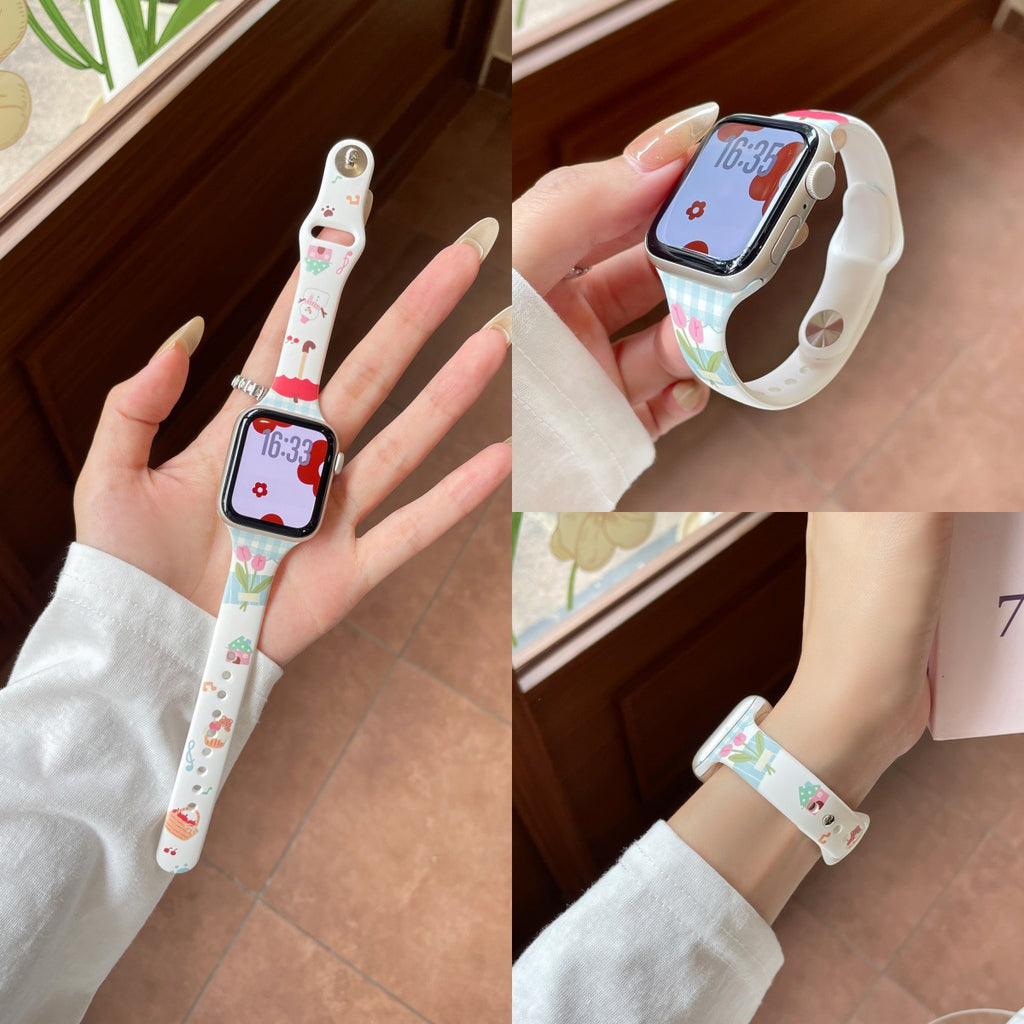 Bracelet en silicone imprimé pour femmes Style