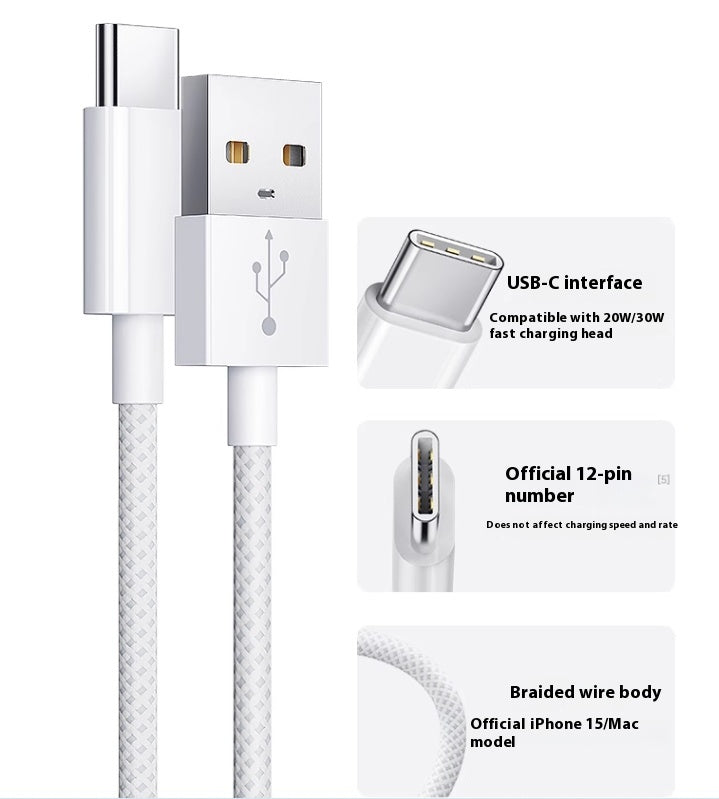 Câble de données tressé USB à typec