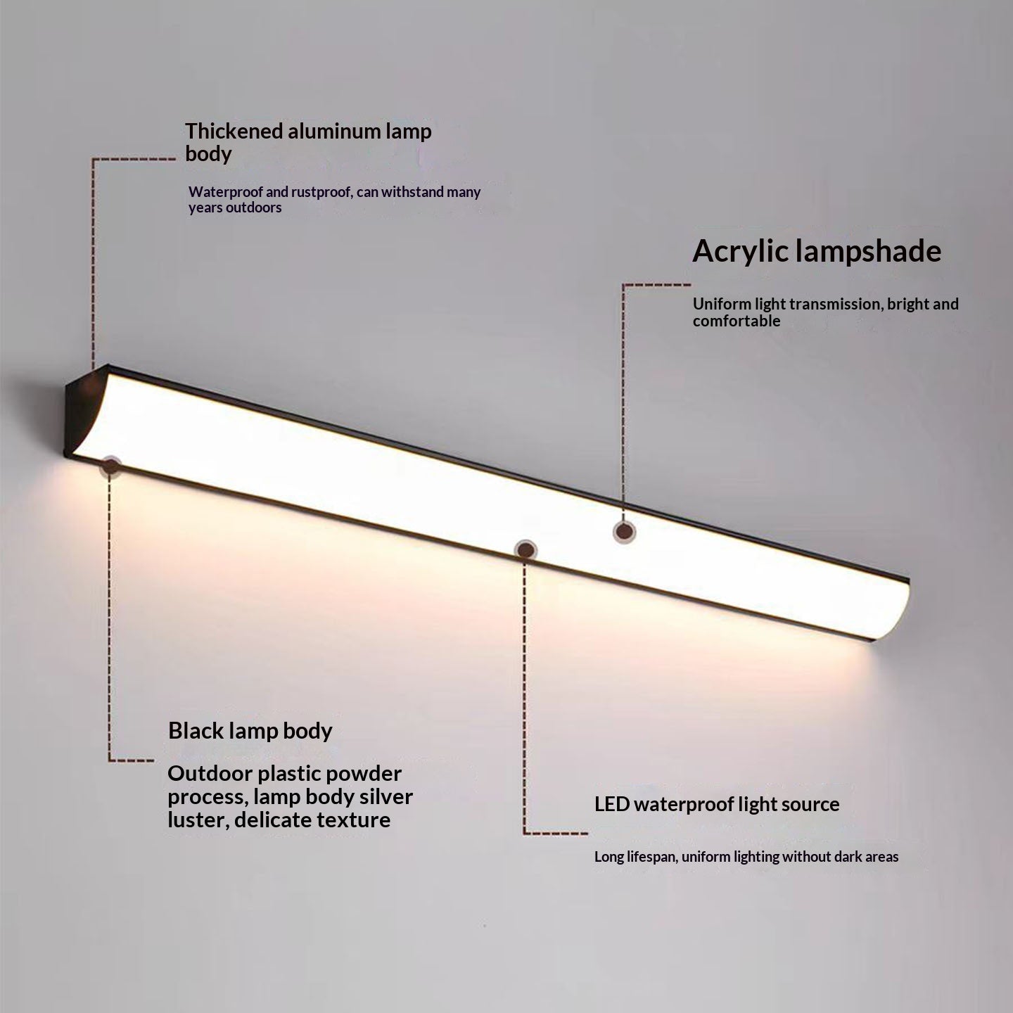 Extérieur longue lumière murale imperméable pour les villas Courtyards Et Balcons