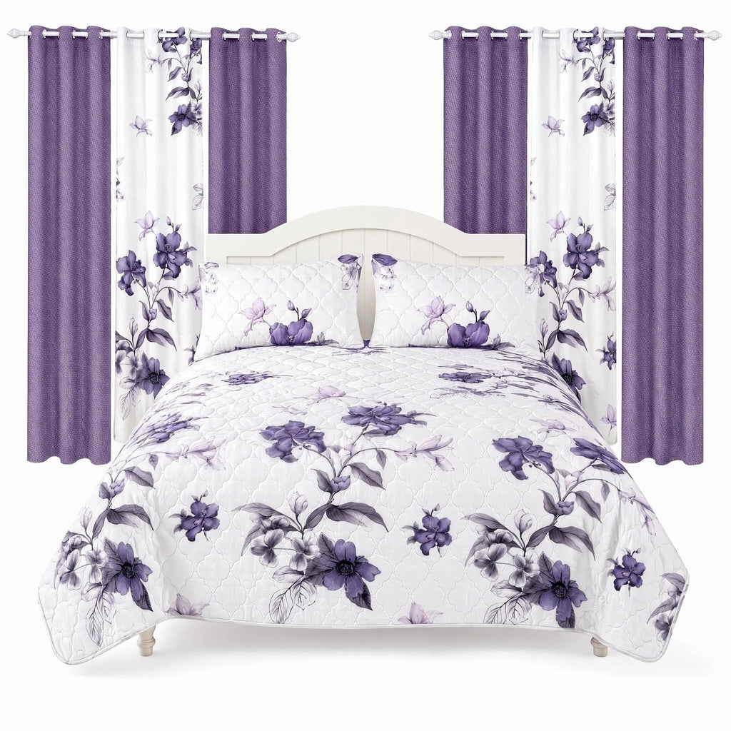 Couche de lit et rideau pour la fleur de 9 piece pour roi de Californie