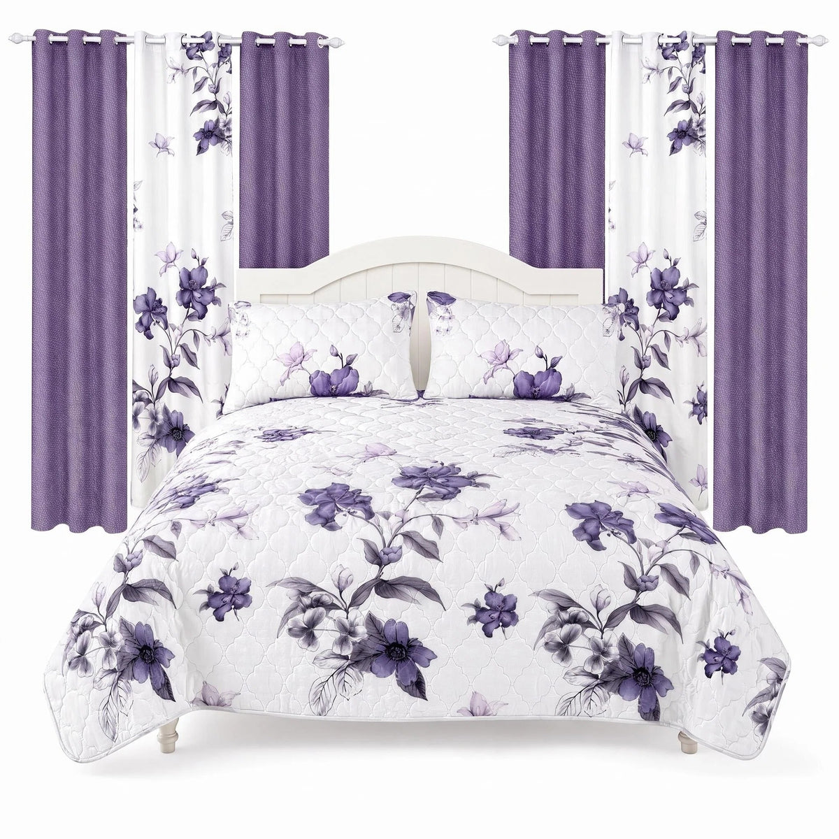 Couche de lit et rideau pour la fleur de 9 piece pour roi de Californie