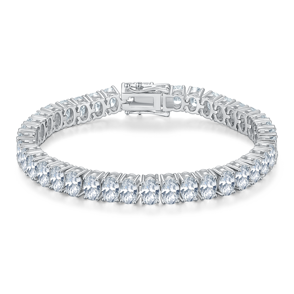 S925 Argent Sterling 6x4mm Oval Cut Moissanite Bracelet de tennis D Couleur VVS1 16-18-20cm GRA