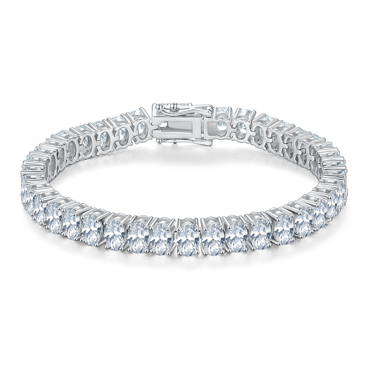 S925 Argent Sterling 6x4mm Oval Cut Moissanite Bracelet de tennis D Couleur VVS1 16-18-20cm GRA