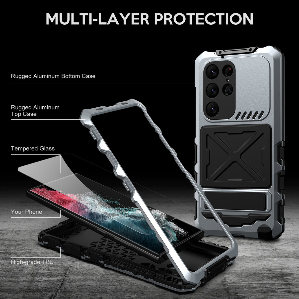 Etui de téléphone triple-proof sans vis