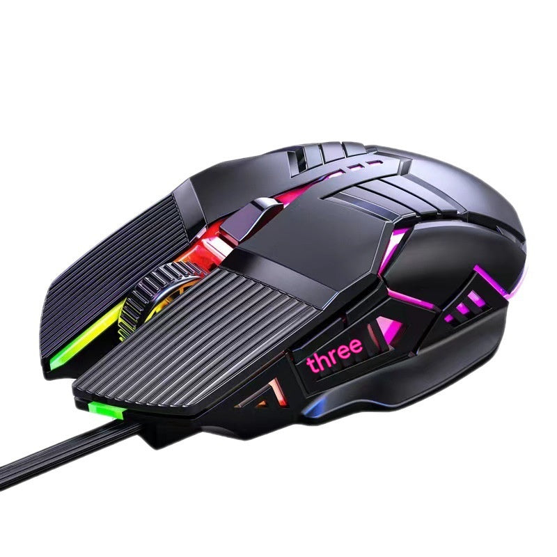 Souris filaire 6D coloré éblouissant E-sports Jeux Bureau Mute Souris lumineuse