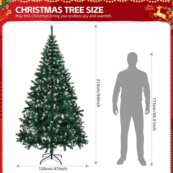 7 FT Arbre de Noël artificiel enneigé avec bricolage 150 lumières chaudes