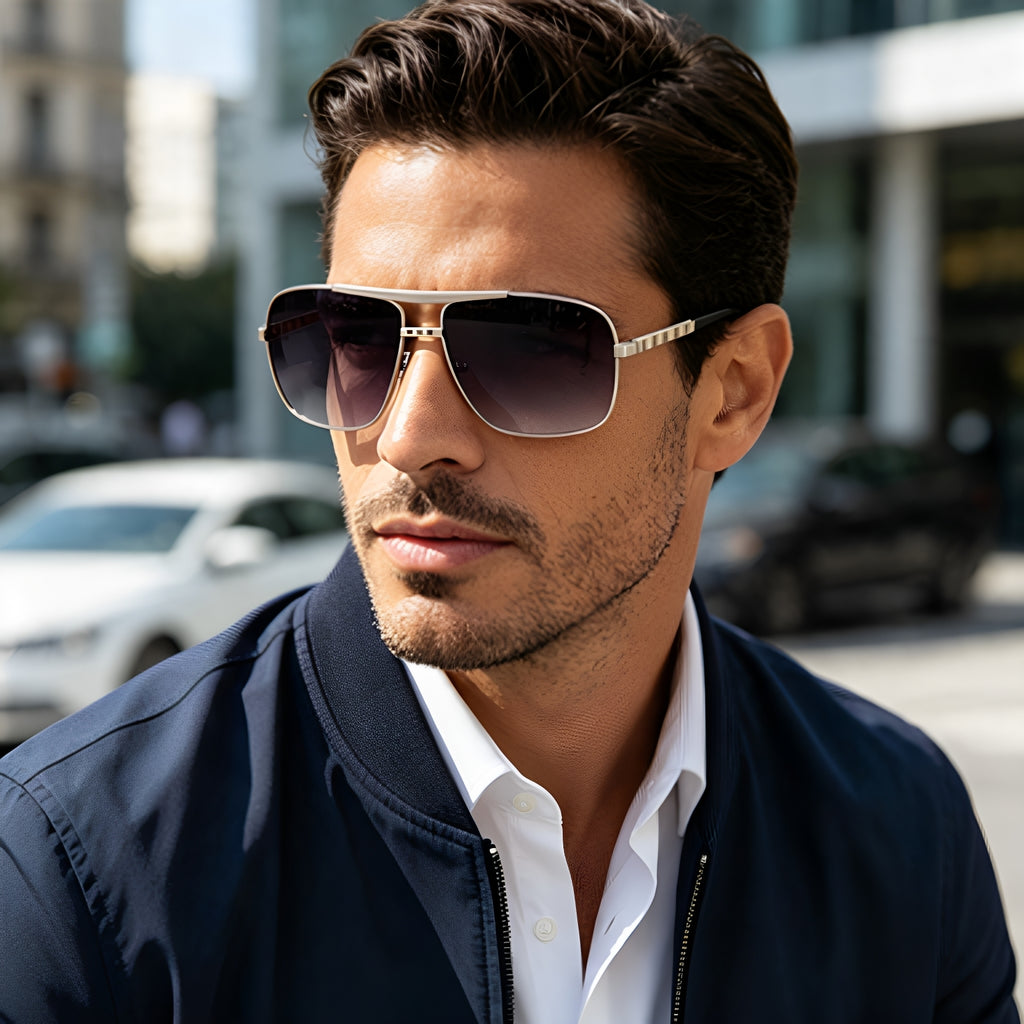 Lunettes de soleil ATTITUDE Homme Artistic Retro Box Slings Lunettes de soleil Trendy Homme Street Shades