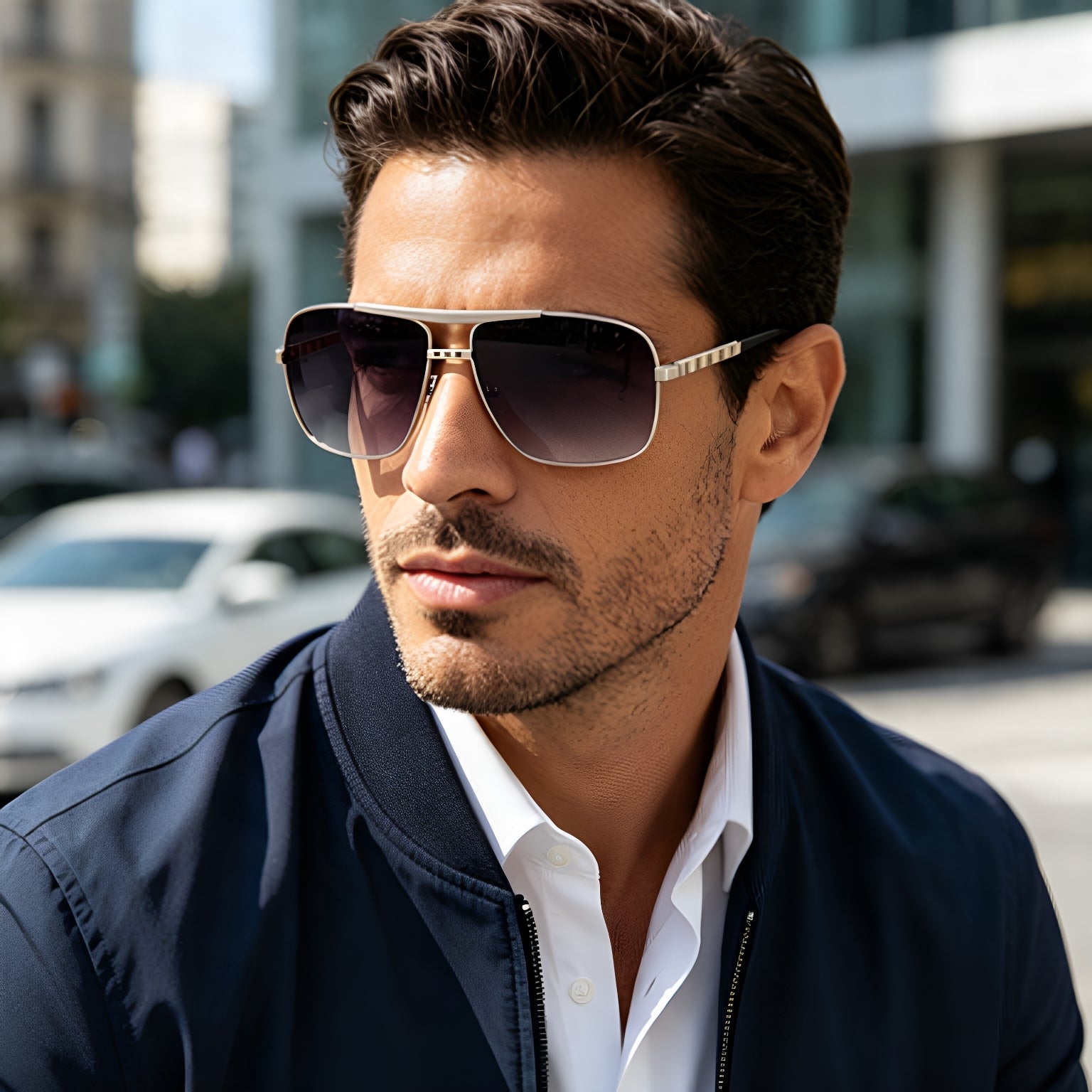Lunettes de soleil ATTITUDE Homme Artistic Retro Box Slings Lunettes de soleil Trendy Homme Street Shades