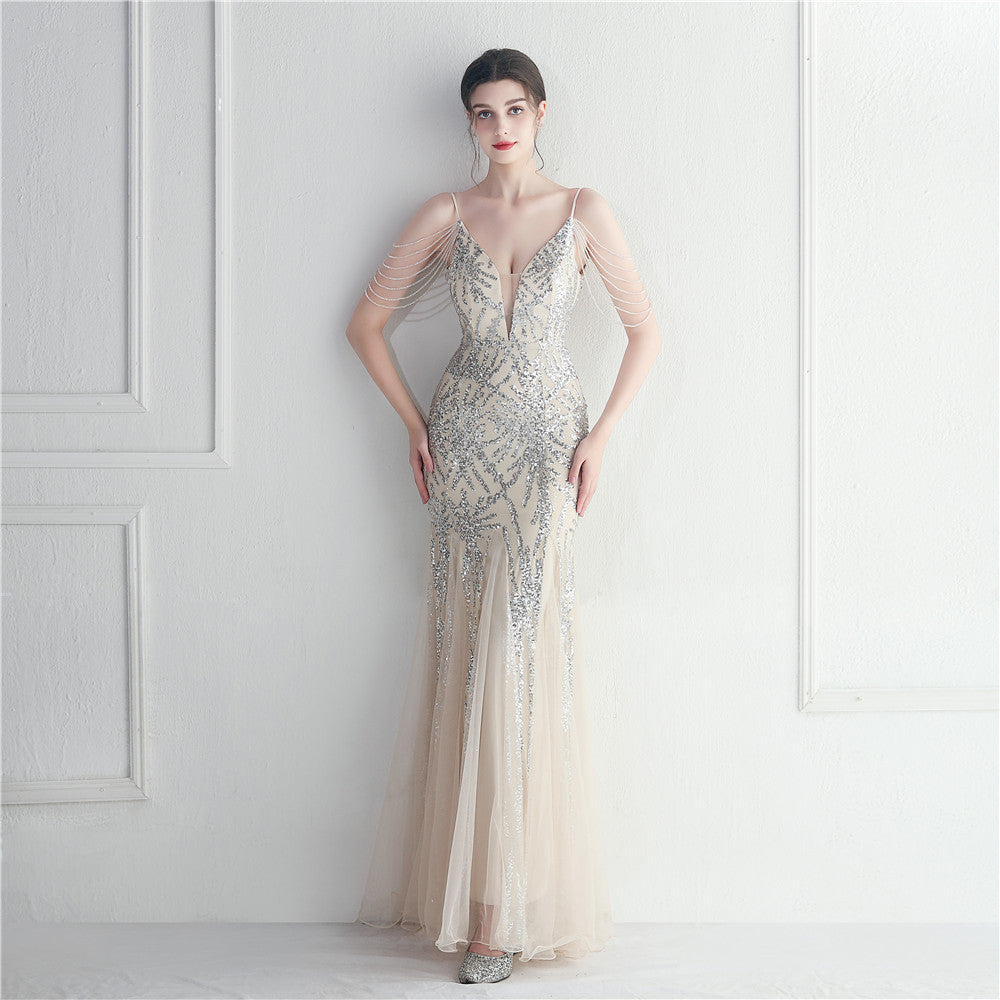 Mesh Perade mariage mariage mariage long camisole soirée Gown