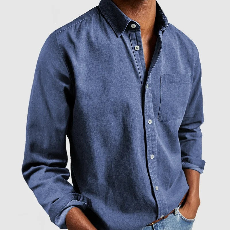 Amazon Commerce extérieur Europe et les États-Unis Lapel homme chemise de couleur solide hommes