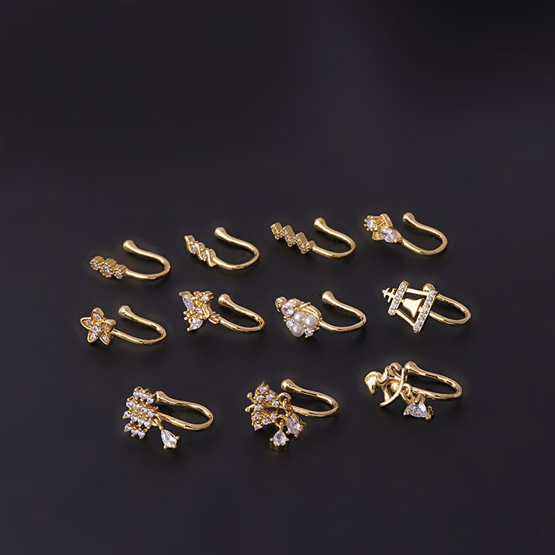 Micro-paved Zircon Nez Clip Non-piercing Nez Bijoux