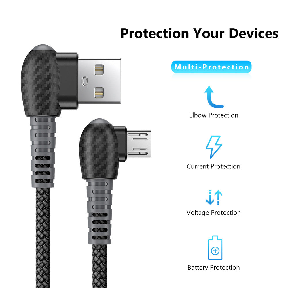 Double câble de données haute de gamme en fibre de carbone charge rapide