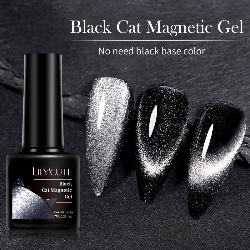 Ultra-Black cristal oeil de chat noir et gris perlescent cristal Nail Gel