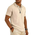 Trendy Men's Casual Solid-color Summer Bamboo-ribbed Coton Polo manches courtes Chemise Homme