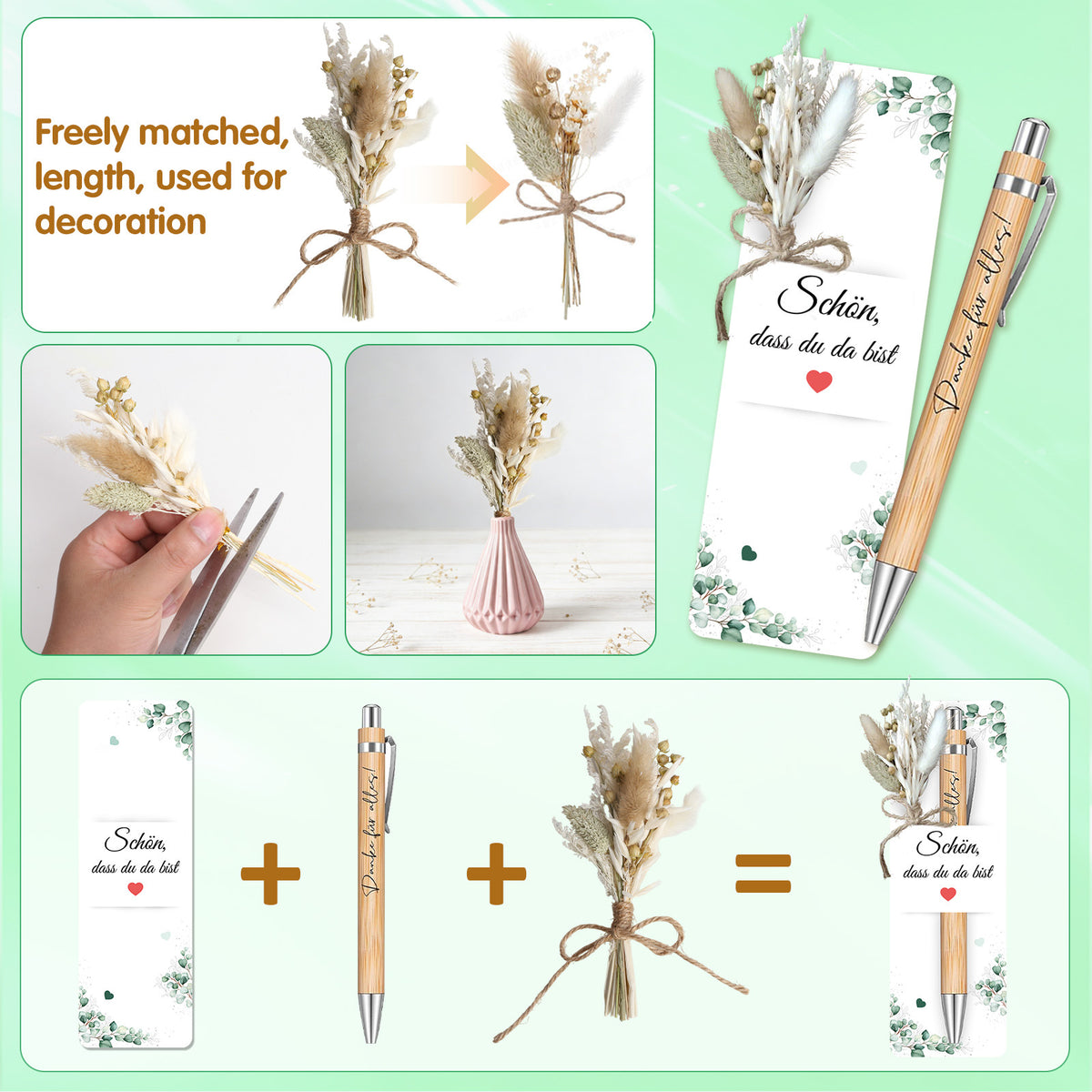 Set de 12 pièces de mini fleurs séchées de style Boho
