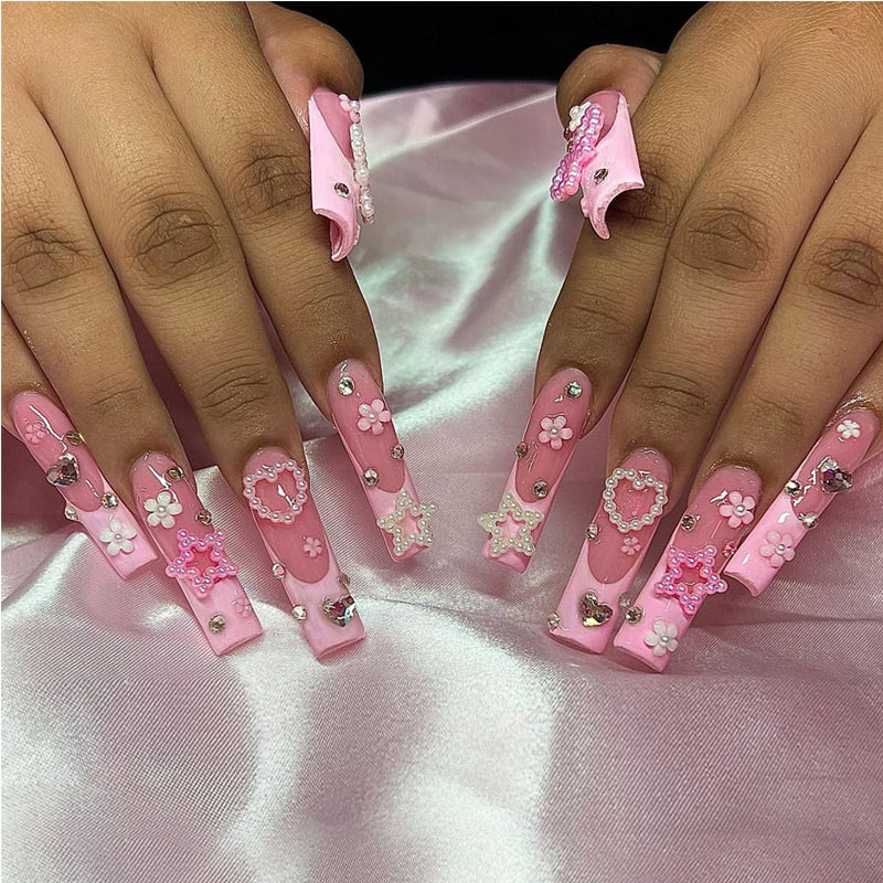 24 PCS Pearl Love Star Nail Art