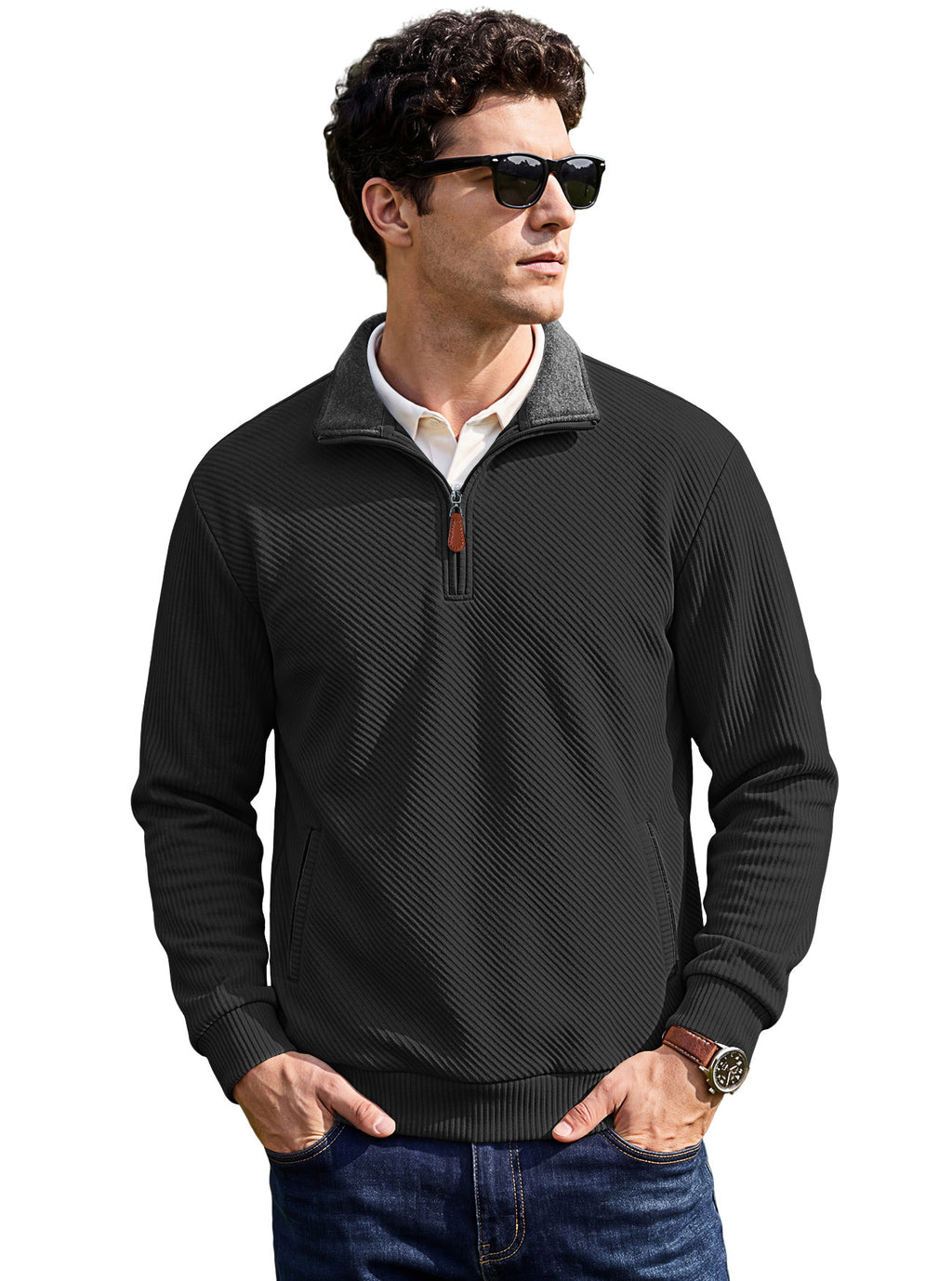 Texture masculine Collier Jacquard Top Commerce extérieur TK American Spring and Autumn Zipper Pocke