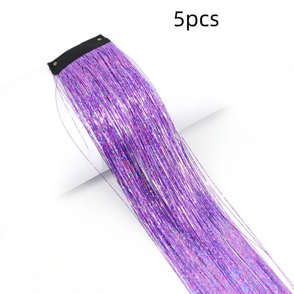 BB Clip-in Golden-Thread Perruque Shimmering Rainbow Extensions de cheveux