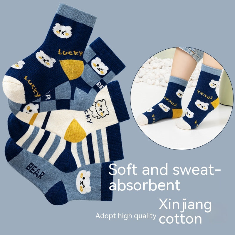 Chaussettes pour enfants Printemps et Automne mince Longueur mi-calf Couleur solide Chaussettes en coton