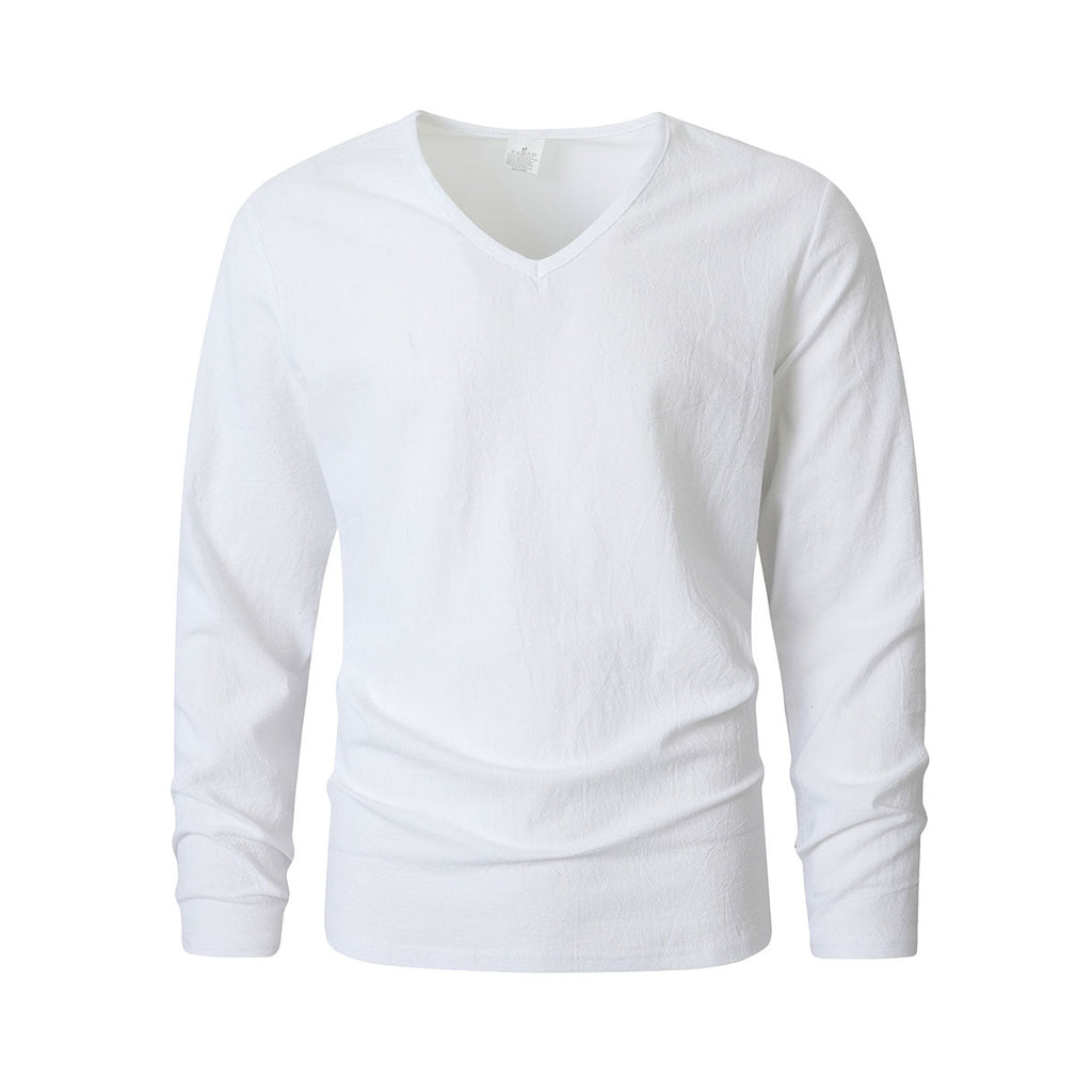 Haut à manches longues à col en V Casual Retro