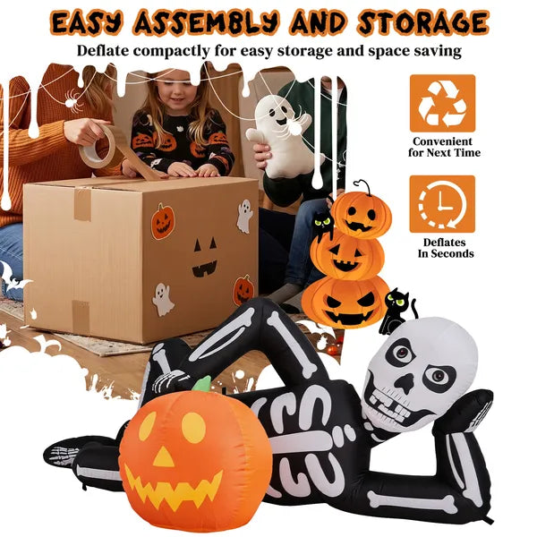 Décor gonflable d'Halloween 7ft avec squelette couché