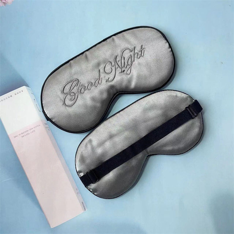 Masque double face en soie noire sans sommeil avec bande élastique