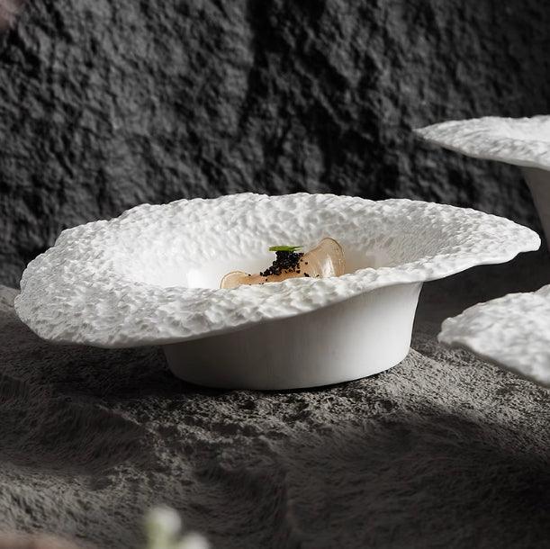 Chapeau de paille Plaque céramique Deep Plate Dîner Plaque Soupe Bol Salade