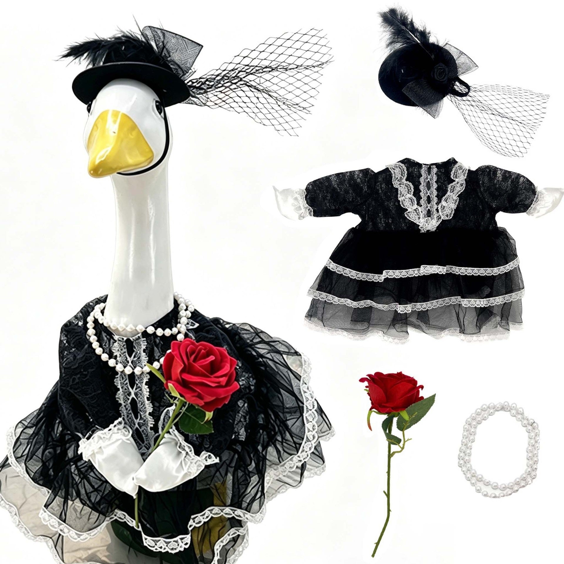 Ensemble décoratif de vêtements de jardinier pour Goose de Courtyard