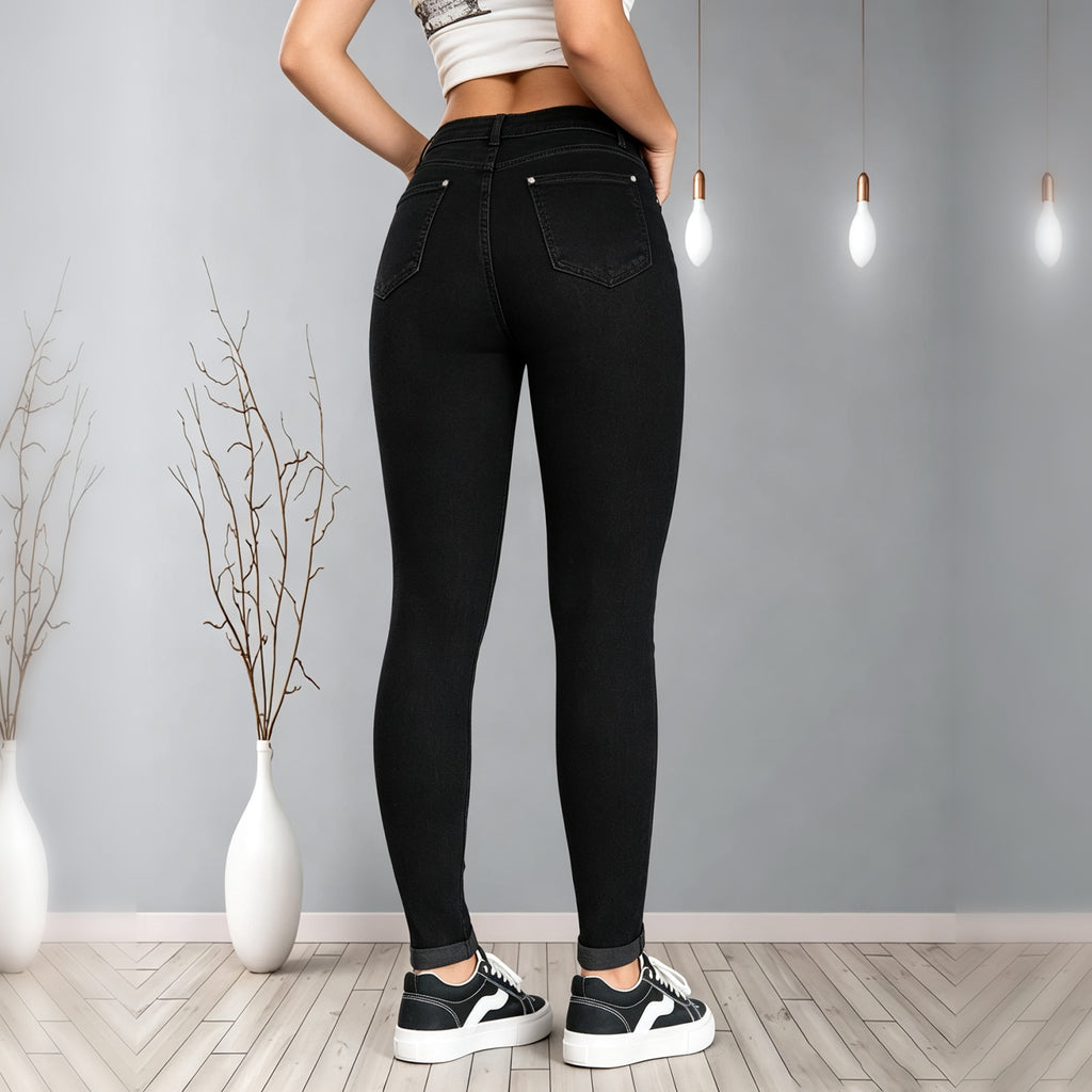 Jeans Skinny Noir haute taille pour femmes