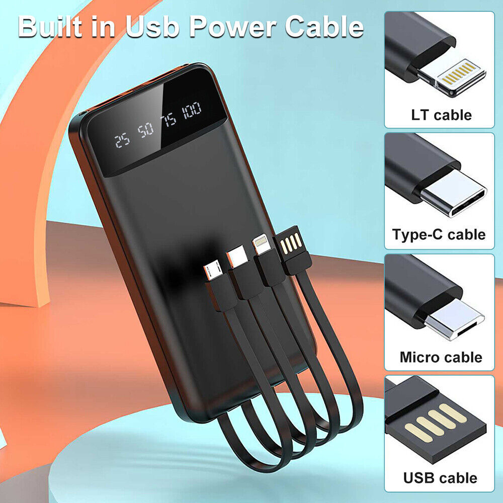 Power Bank Pack 10o00mAh Chargeur rapide 4 USB batterie externe pour téléphone mobile