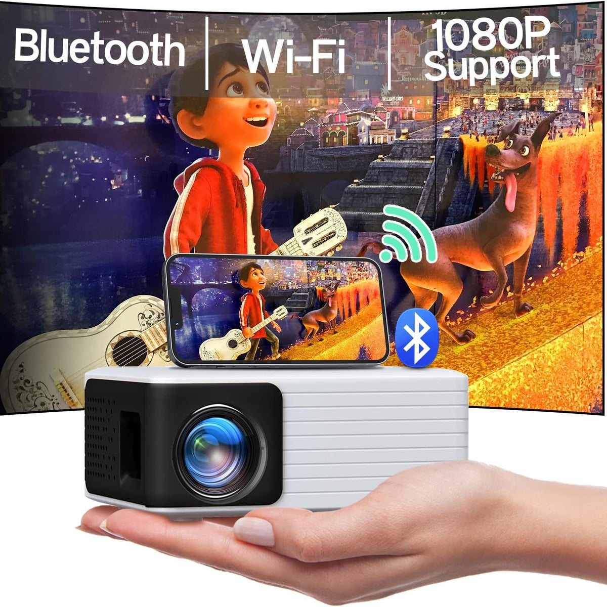 Projecteur sans fil WIFI Bluetooth 720p HD