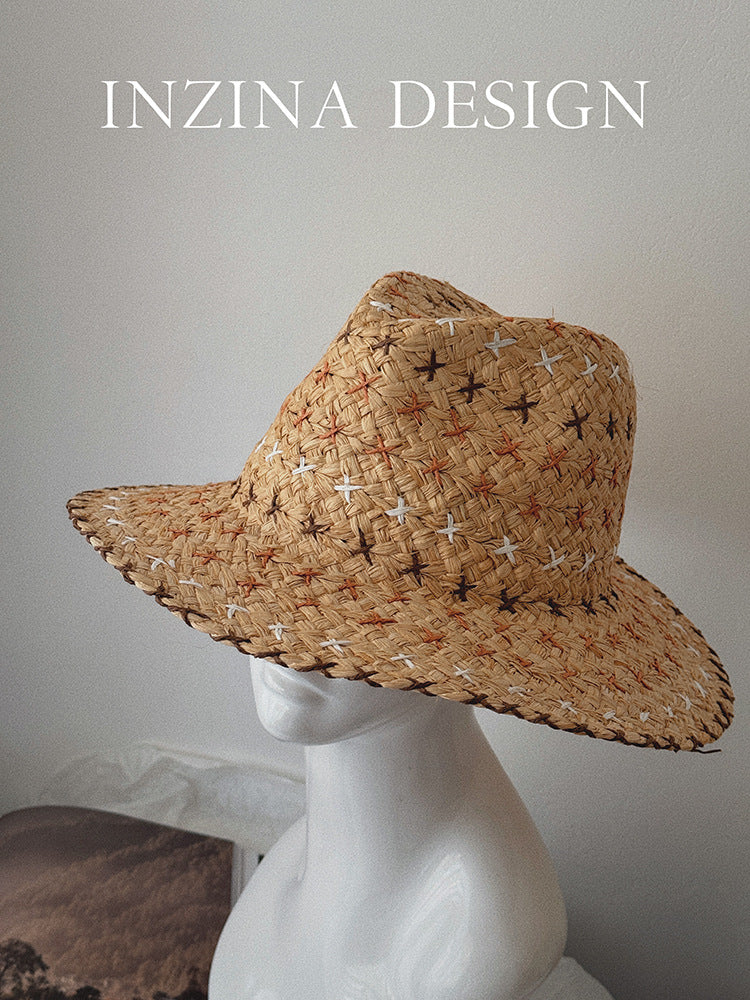 Rétro Personnalité Western Cowboy Style Chapeau de paille