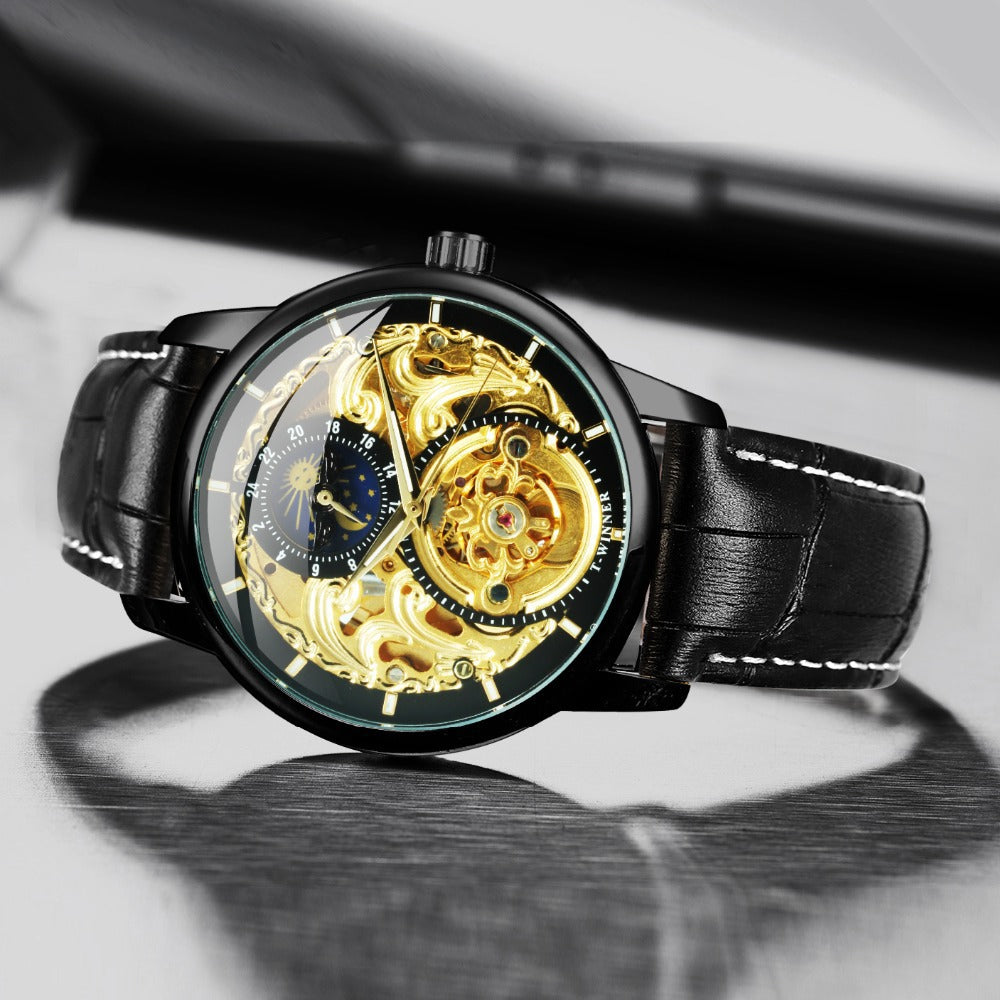 Montre mécanique Hollow automatique sculptée