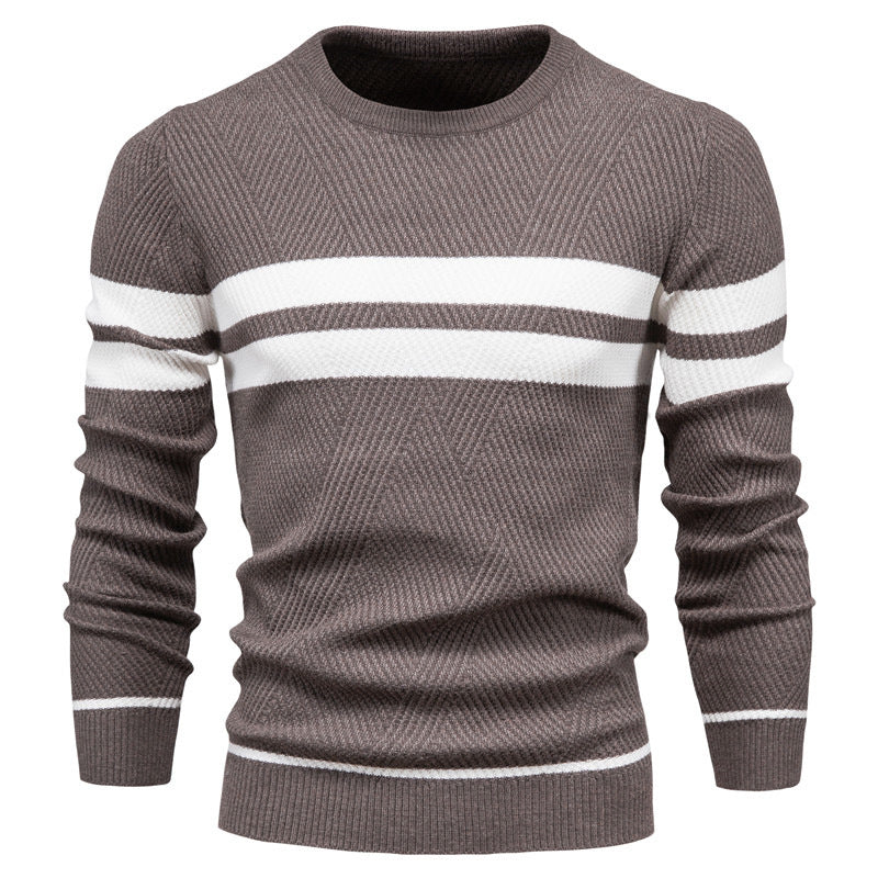 En stock L'automne et l'hiver hommes occasionnels rayés hommes Pullover couleur correspondant Roun