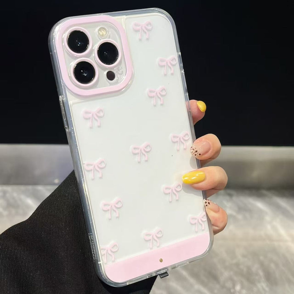IPhone 17 rose et blanc Bowknot cas téléphonique