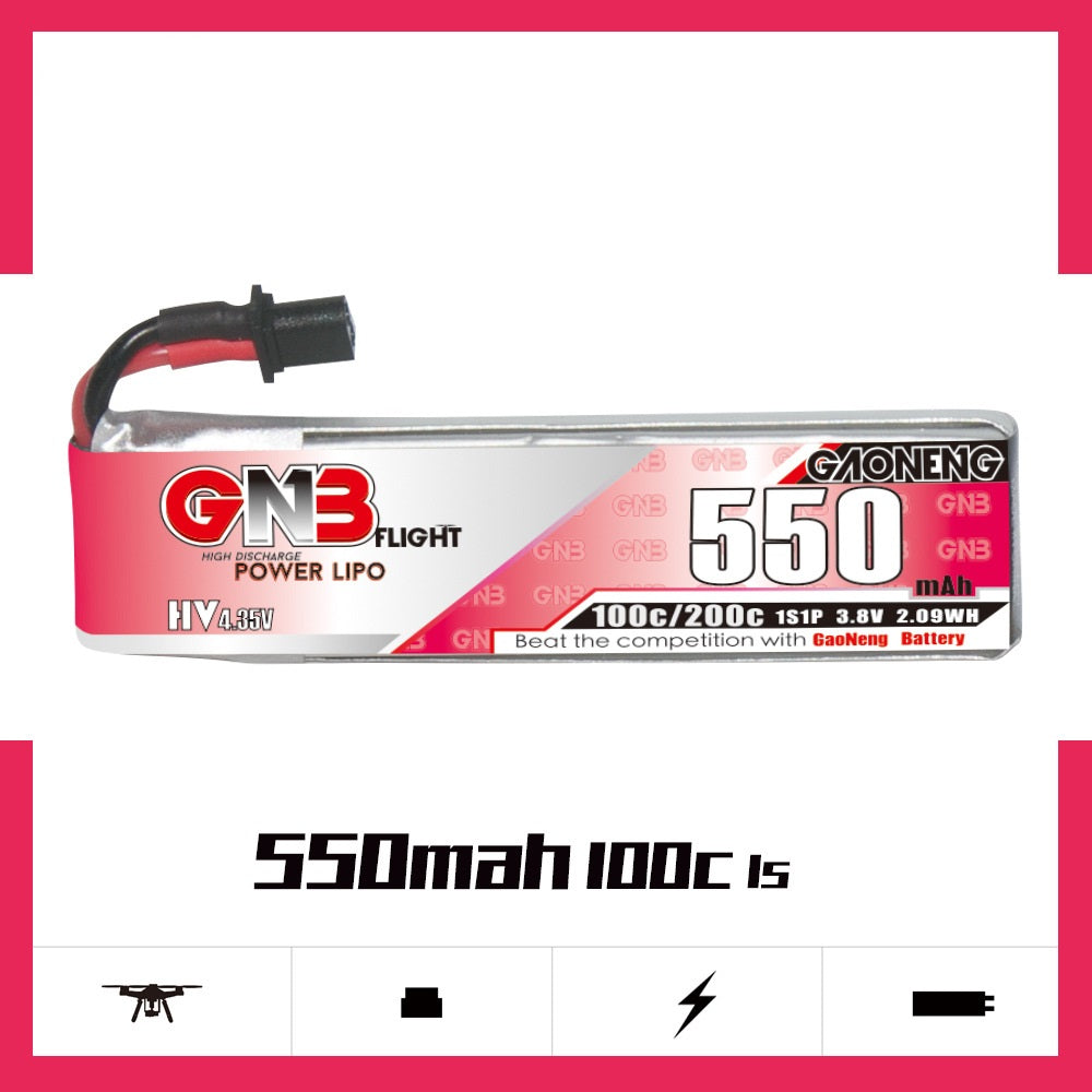 GNB High Energy 550MAH 1s 38V télécommande FPV UAV Power HV Lithium Batterie A30 Plug