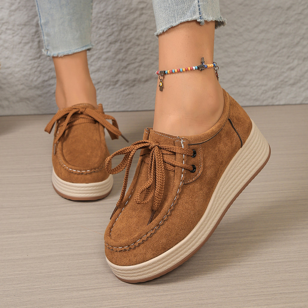 Pompes européennes et américaines à chunky-soled femmes avec des lacets avant Casual Chunky-soled