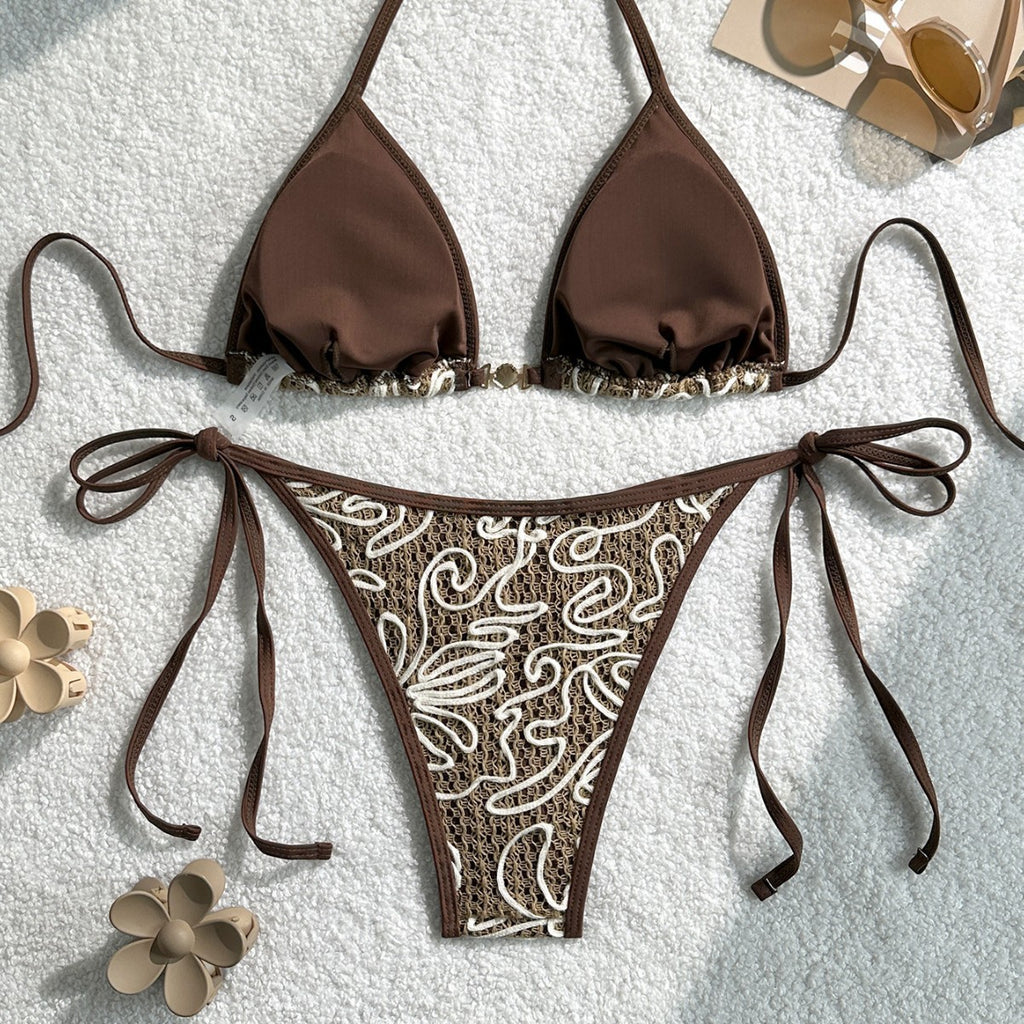 Femmes Sexy deux-pièces de maillot de bain Split avec Tie-side Bikini